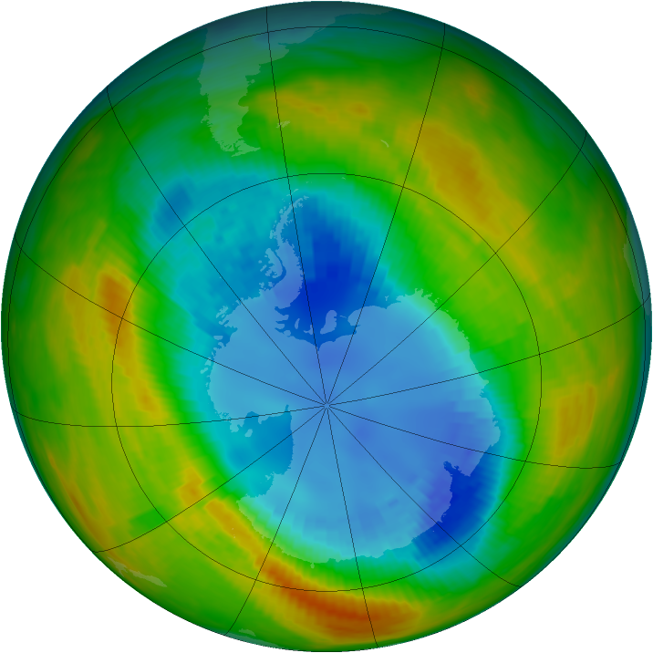 Antarctic ozone map for 28 August 1986